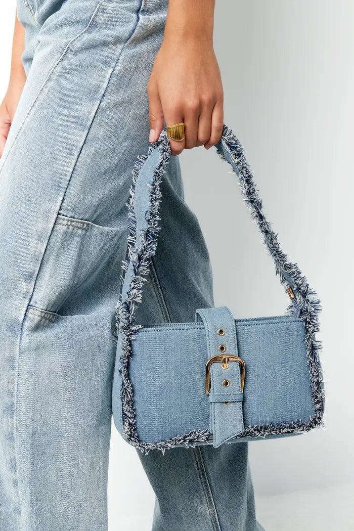 Denim bag with fringes - dark blue