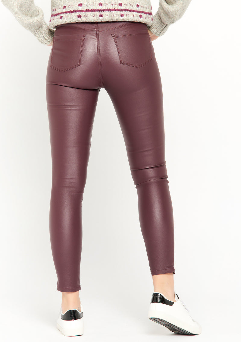 Dames broek donkerbruin imitatieleer xs s m l xl xxl xxxl xxxxl