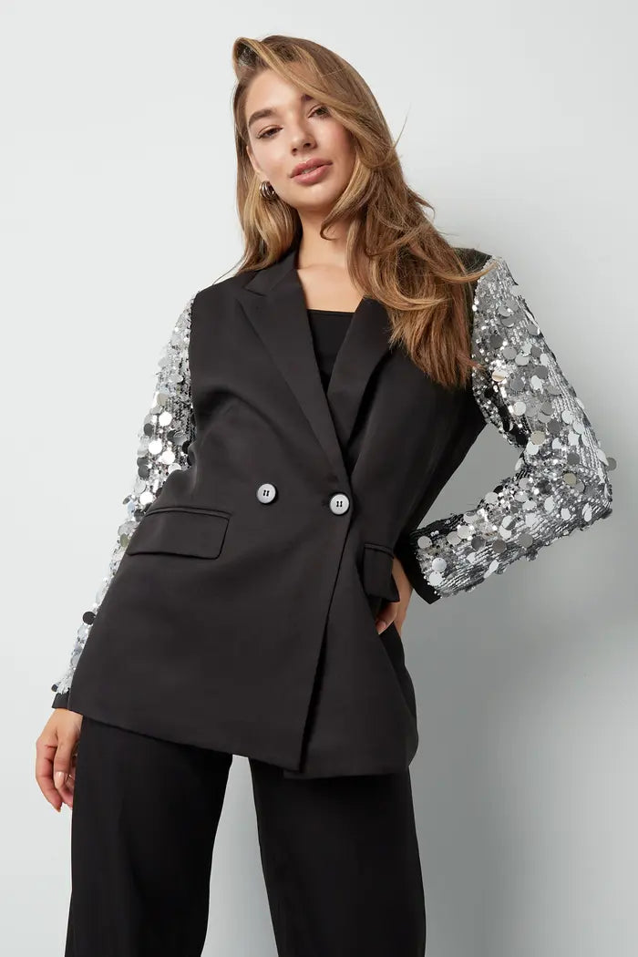 Sequin statement blazer - black S M L