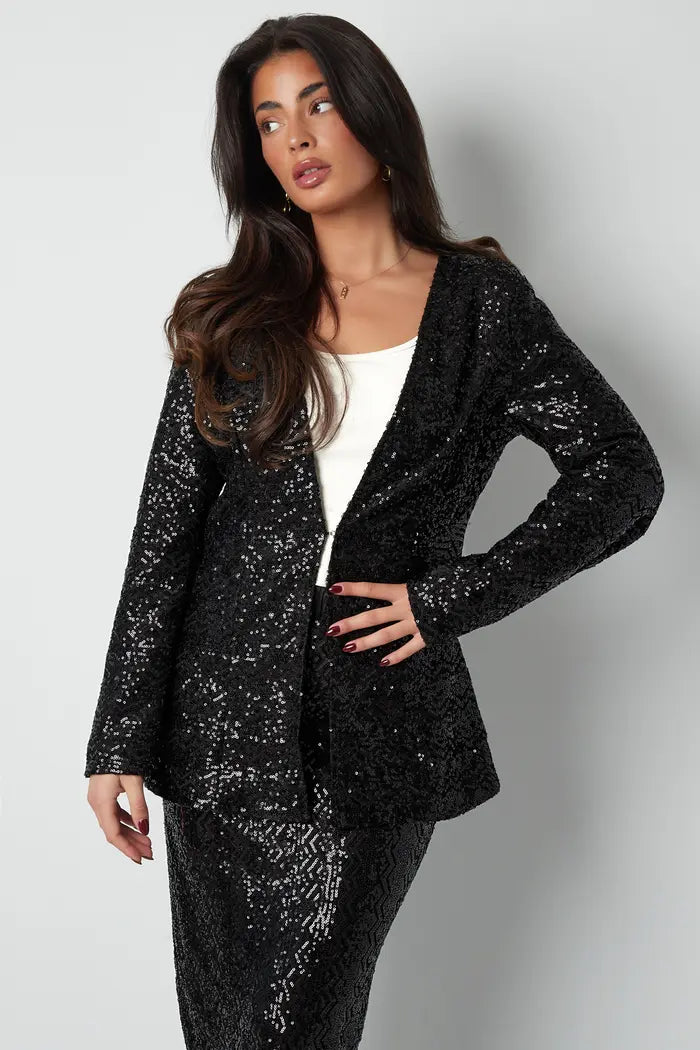 Glitter blazer - black S M L