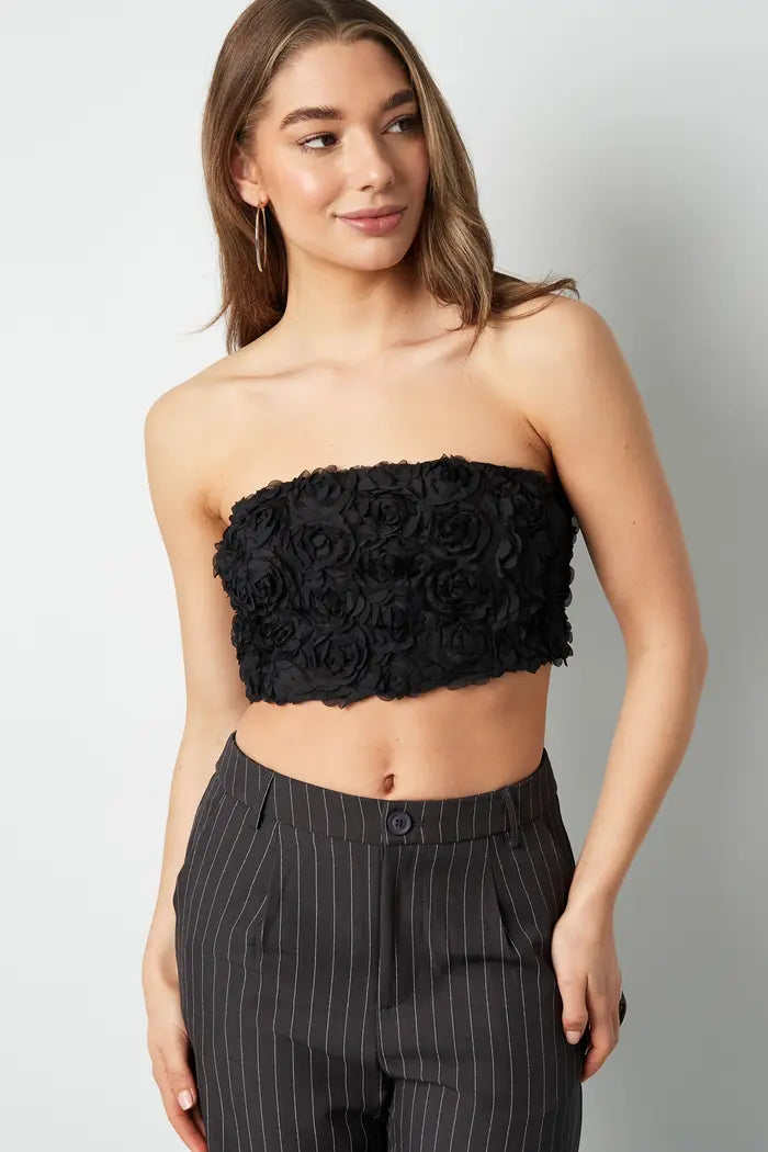 Roses bandeau top - Black  S M L