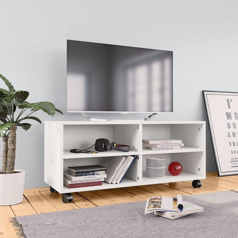 Mueble TV moderno blanco Ancho 90 cm Fondo 35 cm Alto 35 cm 