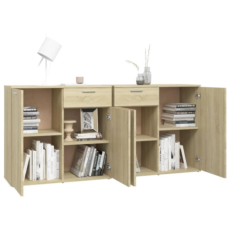 Dressoir wandmeubel landelijk lichtbruin wit baton grijs Breedte 160 cm Diepte 36 cm Hoogte 75 cm