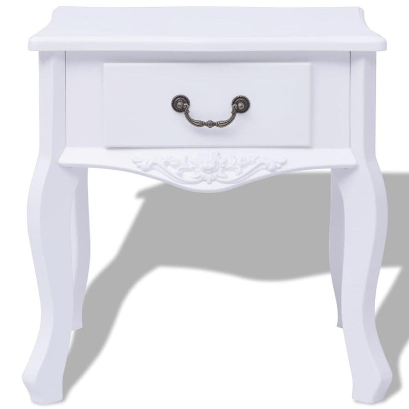 Mesita de noche mueble dormitorio rural blanco Ancho 43 cm Fondo 33 cm Alto 45,5 cm