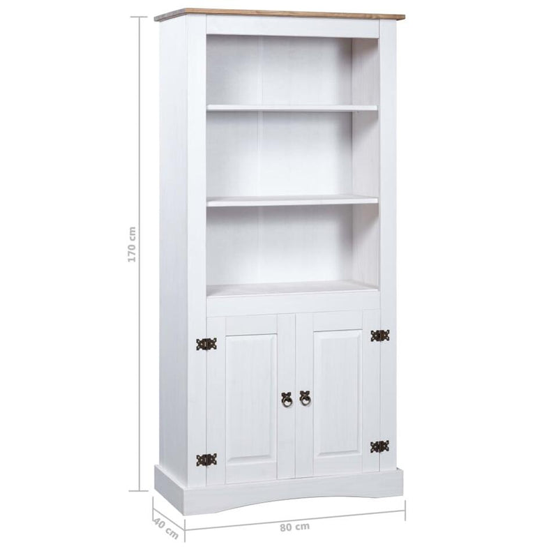 Mueble de pared librería rural blanco Ancho 80 cm Fondo 40 cm Alto 170 cm