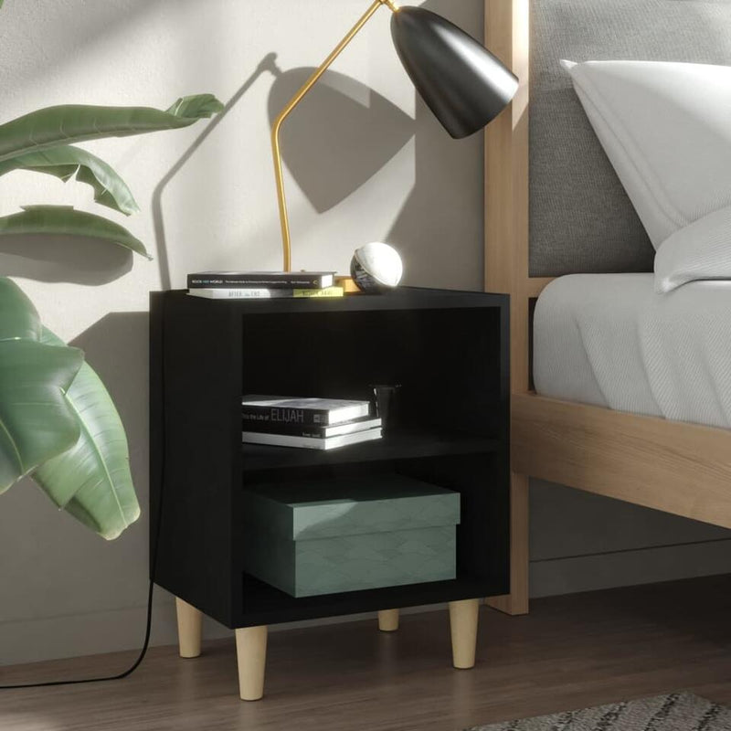 Mesita de noche mueble dormitorio negro Ancho 40 cm Fondo 30 cm Alto 50 cm