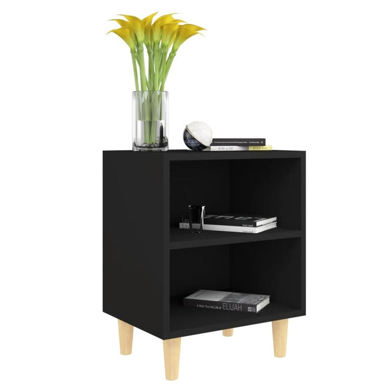 Mesita de noche mueble dormitorio negro Ancho 40 cm Fondo 30 cm Alto 50 cm