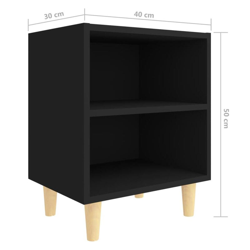 Mesita de noche mueble dormitorio negro Ancho 40 cm Fondo 30 cm Alto 50 cm