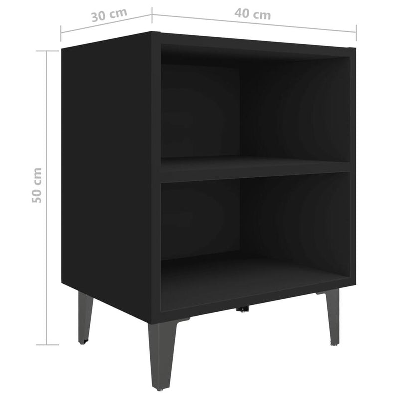 Mesita de noche mueble dormitorio blanco y negro Ancho 40 cm Fondo 30 cm Alto 50 cm