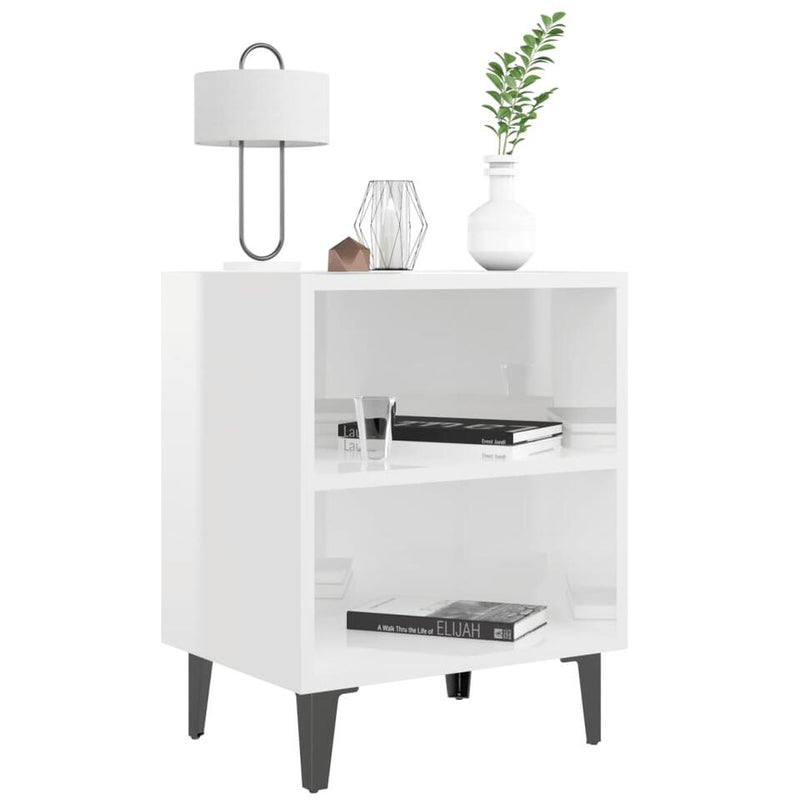 Mesita de noche mueble dormitorio blanco y negro Ancho 40 cm Fondo 30 cm Alto 50 cm