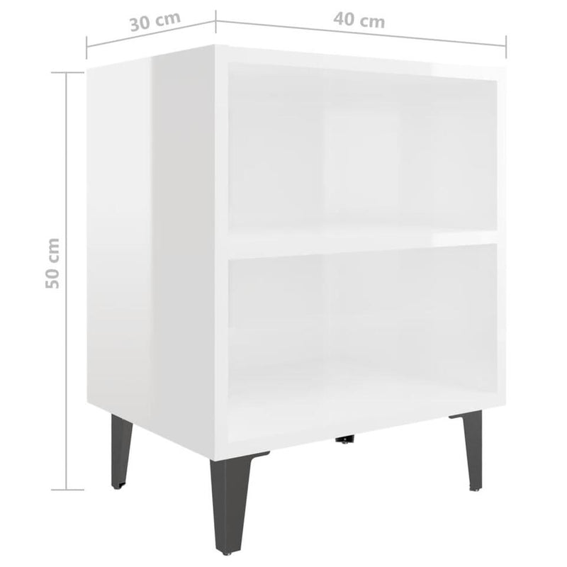 Mesita de noche mueble dormitorio blanco y negro Ancho 40 cm Fondo 30 cm Alto 50 cm