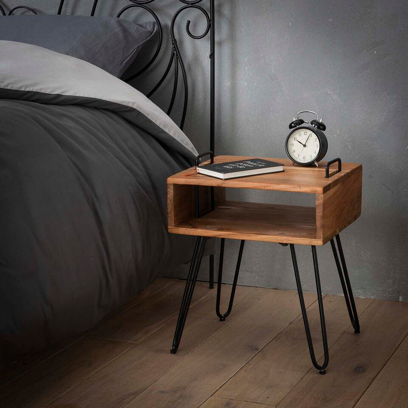 Mesita de noche mueble de dormitorio mesa auxiliar marrón Ancho 40 cm Fondo 34 cm Alto 48 cm