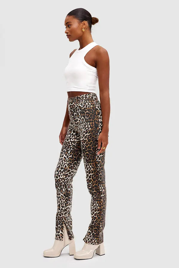 Pantalón de mujer estampado leopardo marrón oscuro xs sml