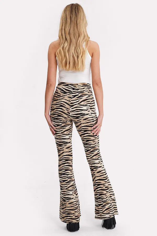 Dames broek bruin zebraprint xxs xs s m l