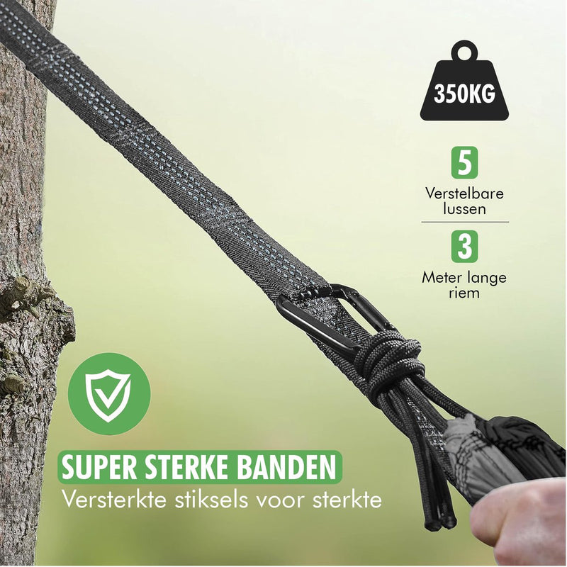 Travelhawk Hangmat - Dubbele en Enkele Hangmatten - Campingaccessoires - hangmat 2 Persoons - Incl Opbergzak Karabijnhaken en Riemen