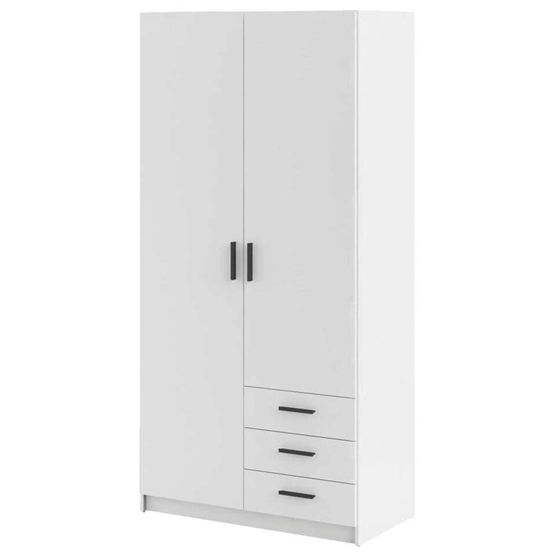 Kledingkast modern donkergrijs eiken bruin wit Breedte 98,5 cm Diepte 50 cm Hoogte 200 cm