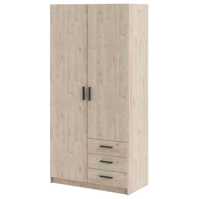 Kledingkast modern donkergrijs eiken bruin wit Breedte 98,5 cm Diepte 50 cm Hoogte 200 cm