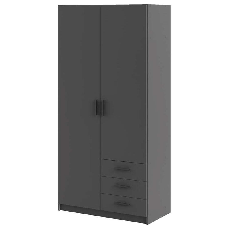 Armario moderno gris oscuro roble marrón blanco Ancho 98,5 cm Fondo 50 cm Alto 200 cm