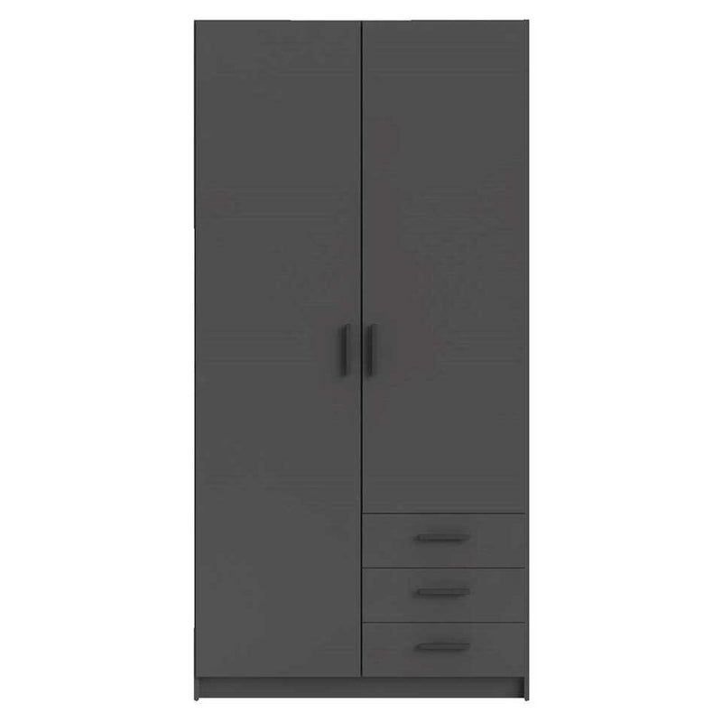 Armario moderno gris oscuro roble marrón blanco Ancho 98,5 cm Fondo 50 cm Alto 200 cm