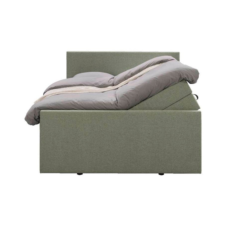 Cama doble con somier, espacio de almacenamiento verde 180x200