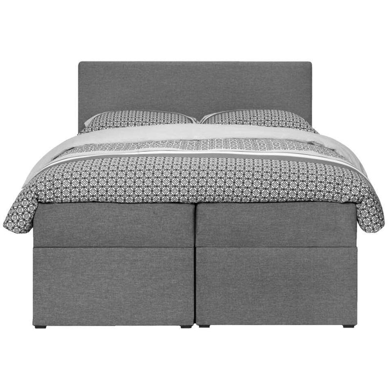 Cama doble con somier y espacio de almacenamiento gris 160x200