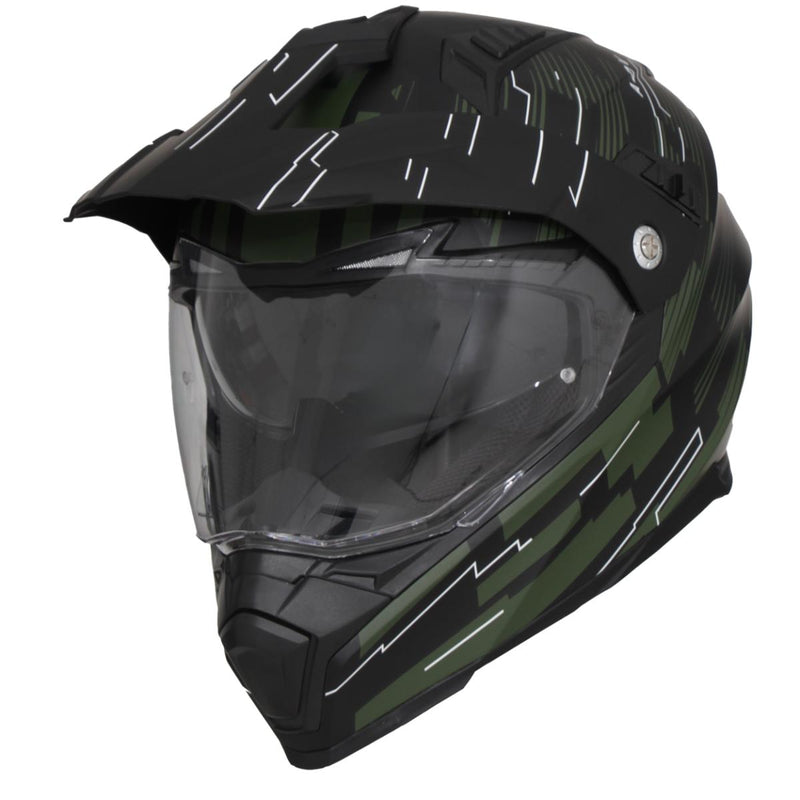 Casco scooter Vito casco cruzado con visera Molino negro mate/verde militar negro mate/rojo SML XL XXL