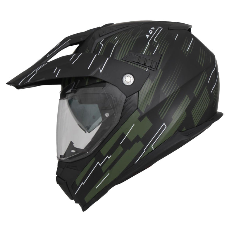 Scooterhelm vito crosshelm met vizier molino mat zwart/army groen mat zwart/rood s m l xl xxl