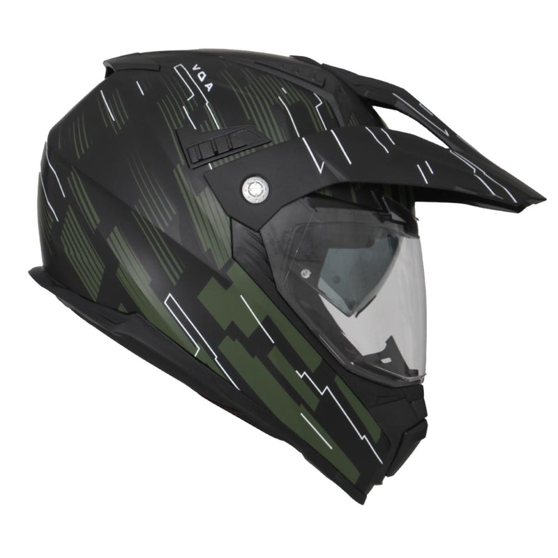 Casco scooter Vito casco cruzado con visera Molino negro mate/verde militar negro mate/rojo SML XL XXL