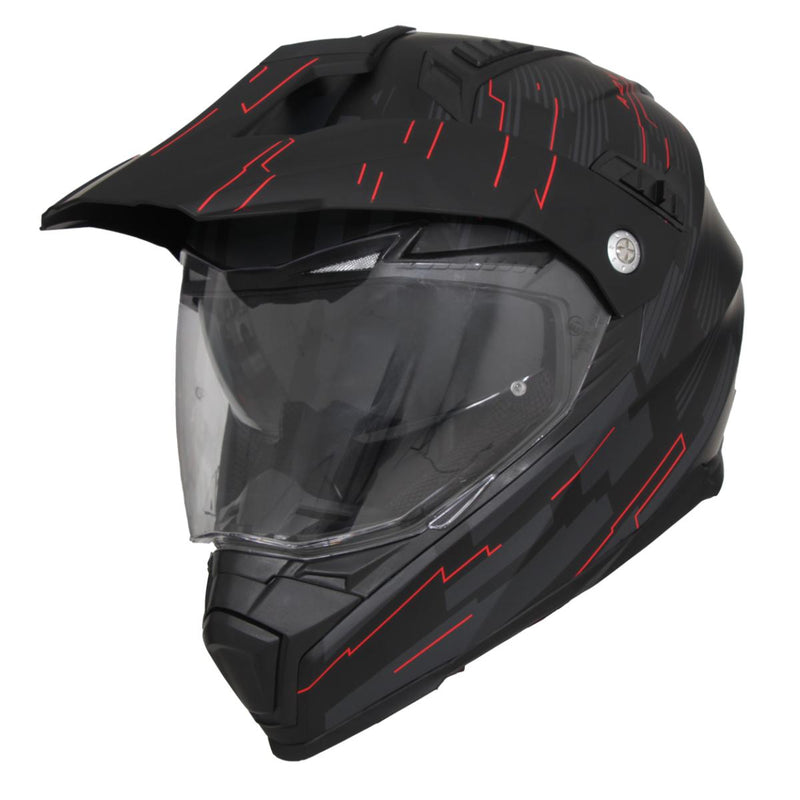 Casco scooter Vito casco cruzado con visera Molino negro mate/verde militar negro mate/rojo SML XL XXL