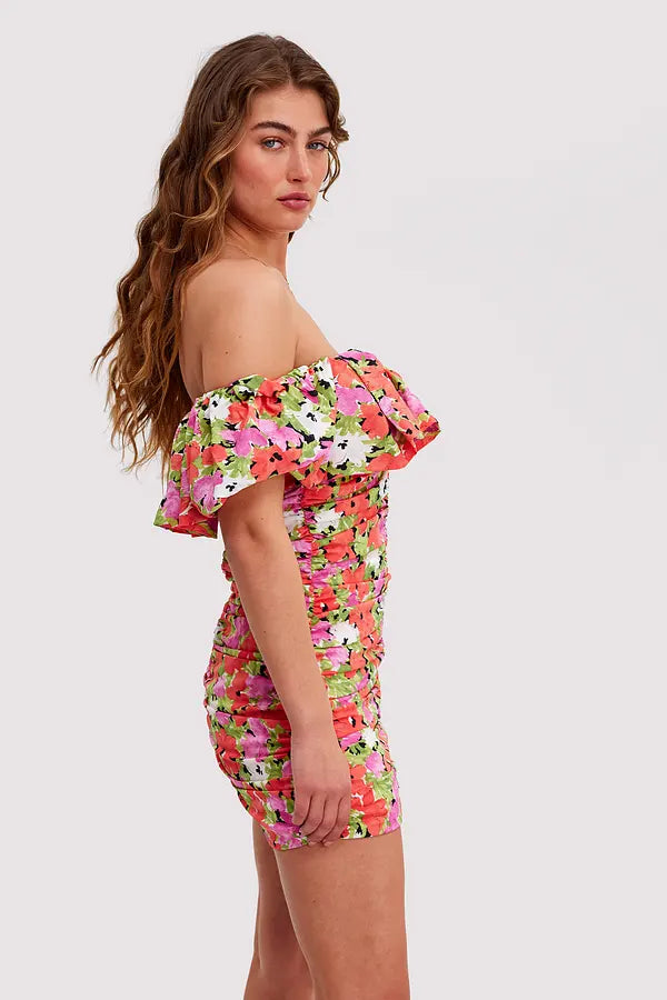 Vestido de mujer flores rojas xxs xs sml