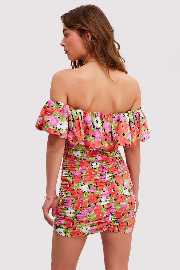 Vestido de mujer flores rojas xxs xs sml