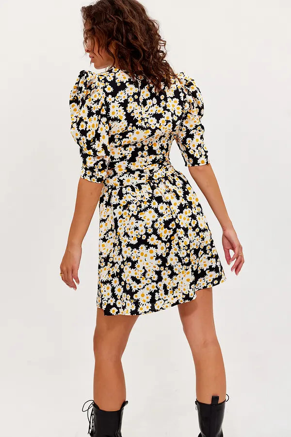 Vestido de mujer flores negras xs sml