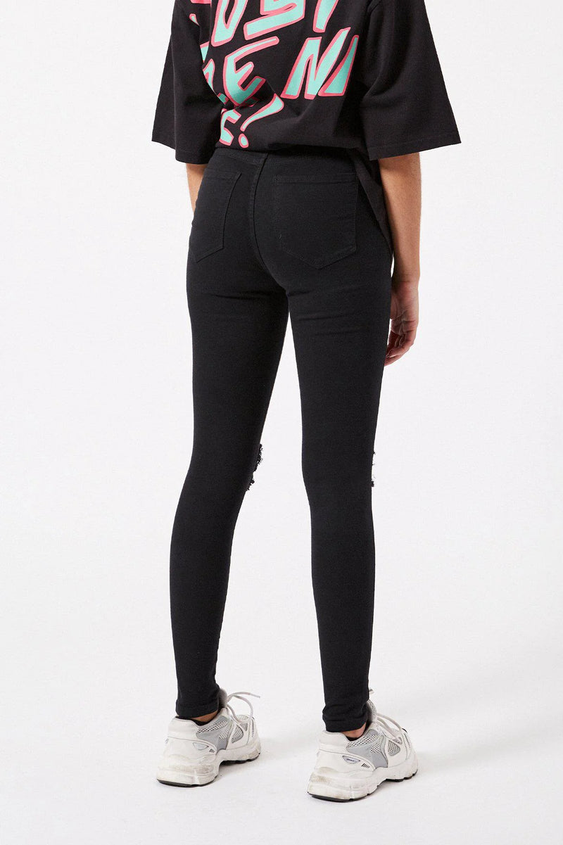 Vaqueros mujer jeans negro con agujeros SML XL