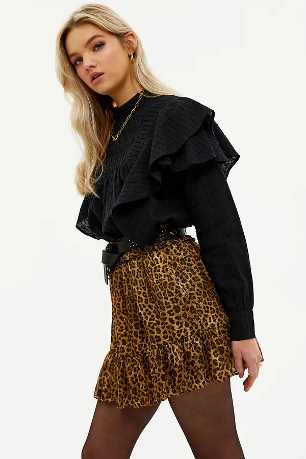 Dames rok bruin luipaardprint xs s m l