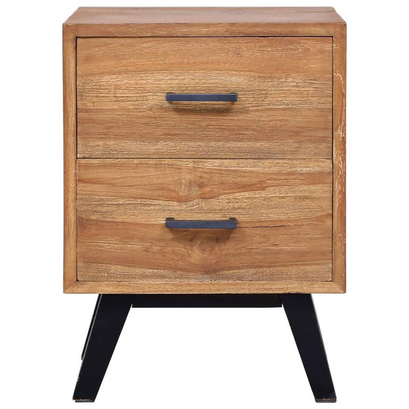 Mesita de noche mueble de dormitorio madera maciza de teca marrón Ancho 40 cm Fondo 35 cm Alto 55 cm