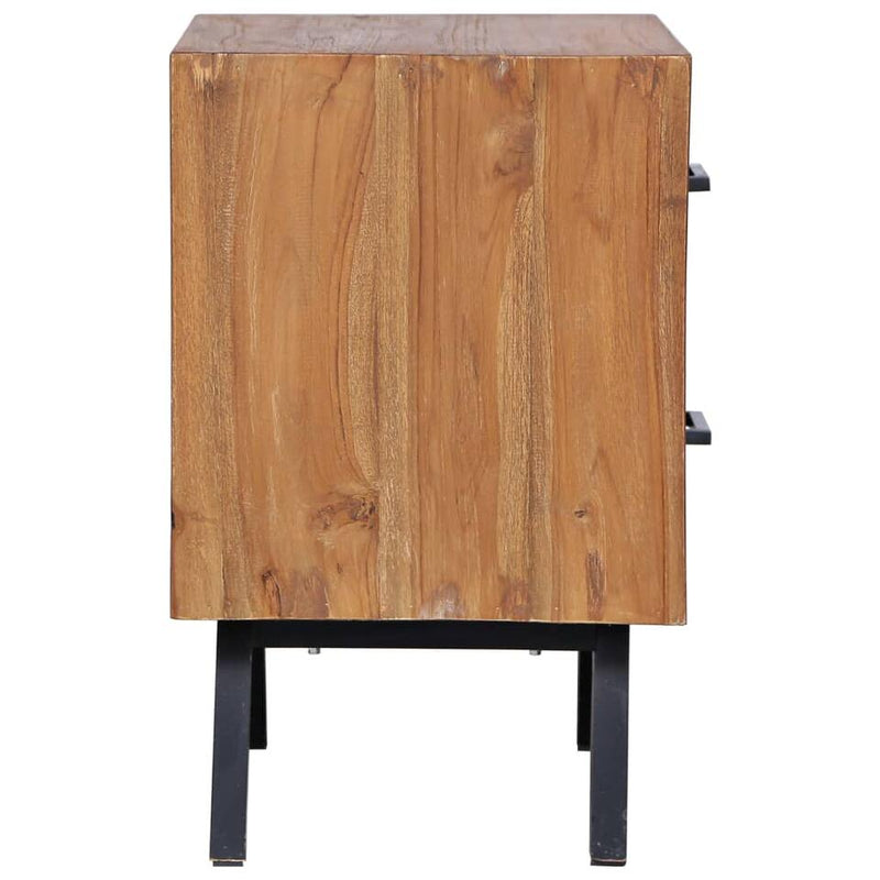 Mesita de noche mueble de dormitorio madera maciza de teca marrón Ancho 40 cm Fondo 35 cm Alto 55 cm