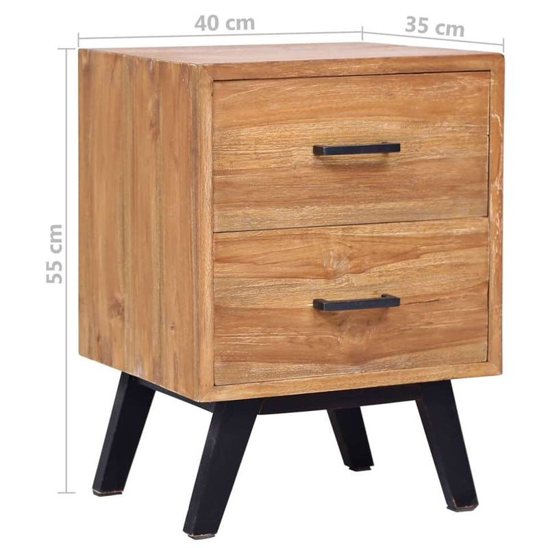 Mesita de noche mueble de dormitorio madera maciza de teca marrón Ancho 40 cm Fondo 35 cm Alto 55 cm