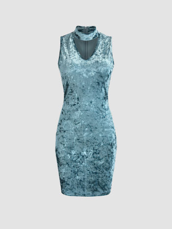 Vestido mujer terciopelo azul xs sml xl