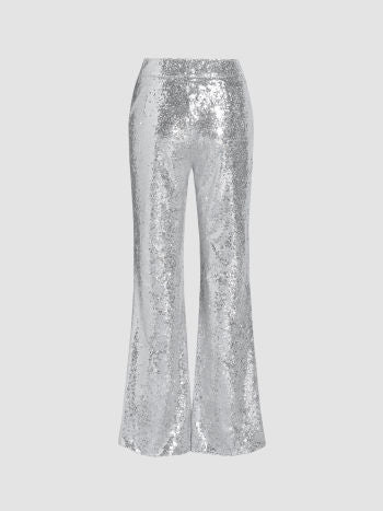 Dames broek glitters zilver s m l