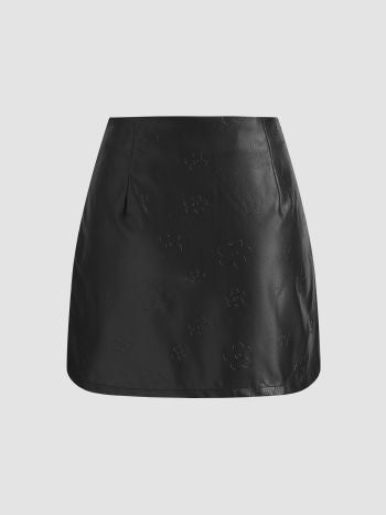 Falda mujer cuero negro xs sml xl