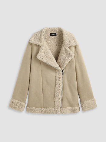 Chaqueta de mujer tejido de lana suave beige sml 