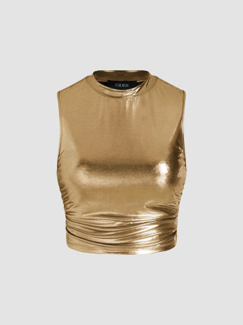 Dames shirt top glans zilver goud xxs xs s m l xl