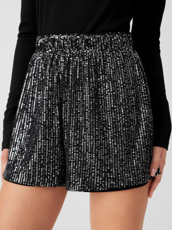 Dames korte broek zwart met glitter xs s m l xl