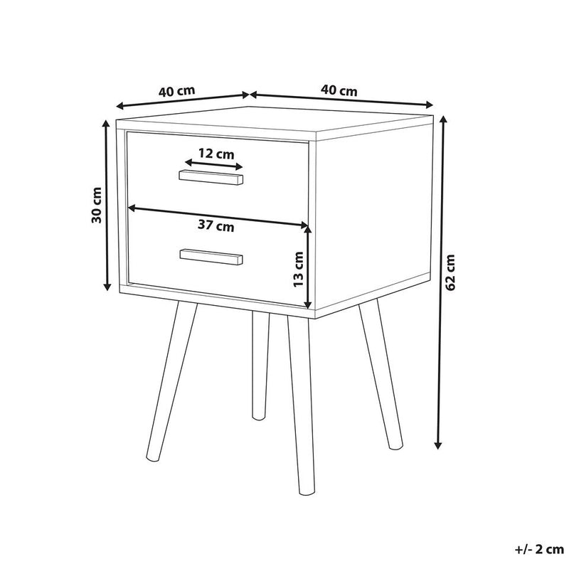 Mesita de noche mueble de dormitorio negro Ancho 40 cm Fondo 40 cm Alto 62 cm