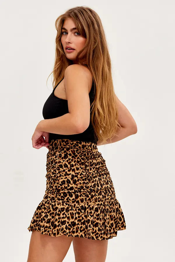 Falda mujer marrón estampado leopardo xs sml