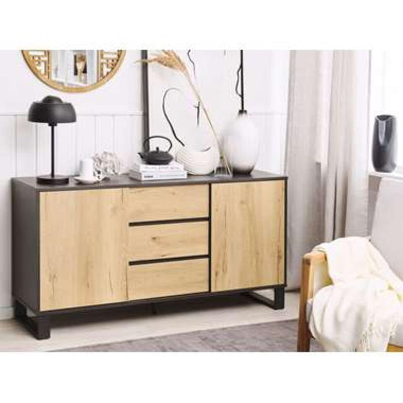 Dressoir wandmeubel landelijk lichtbruin Breedte 145 cm Diepte 39 cm Hoogte 76 cm