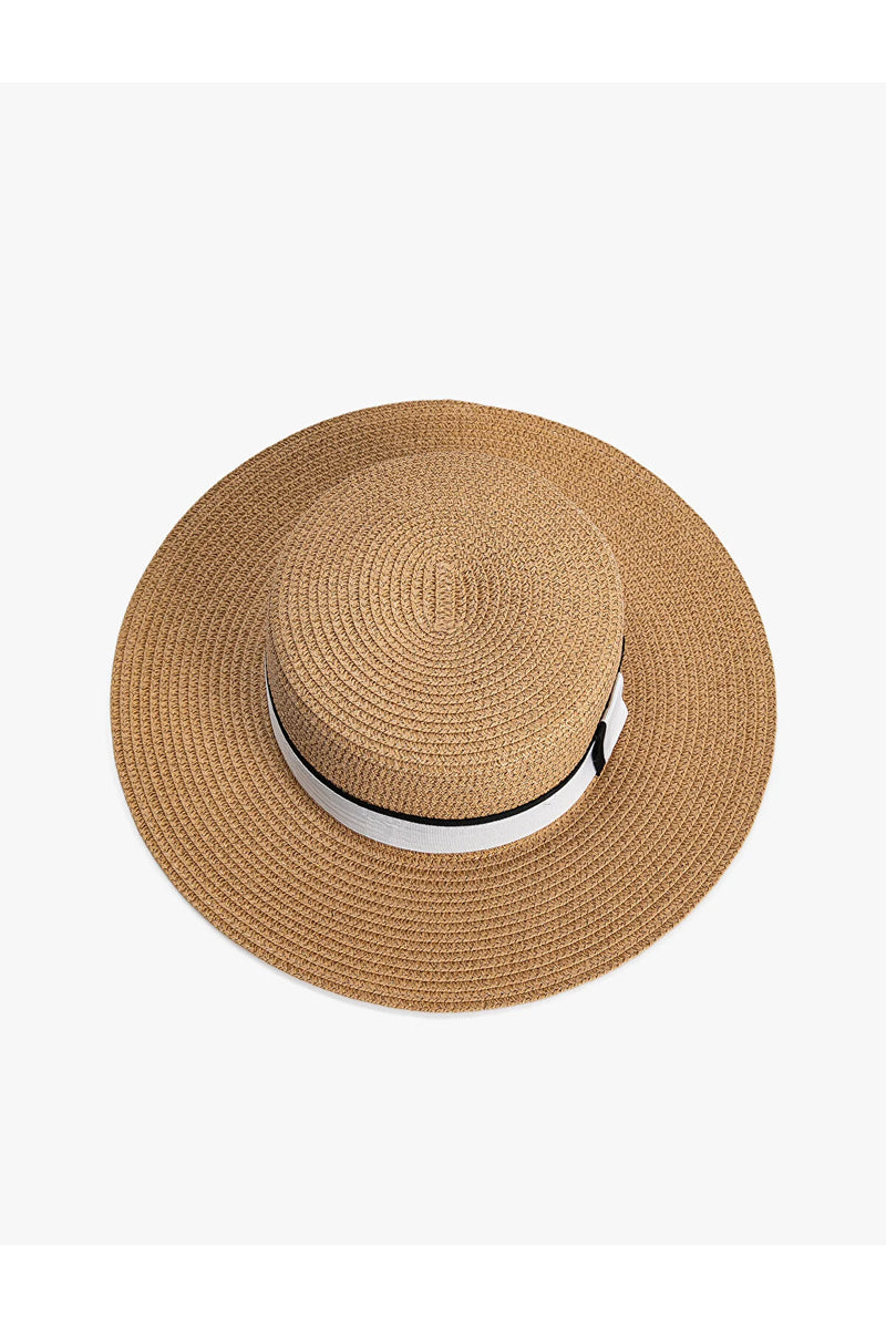 Sombrero de playa para mujer marrón blanco