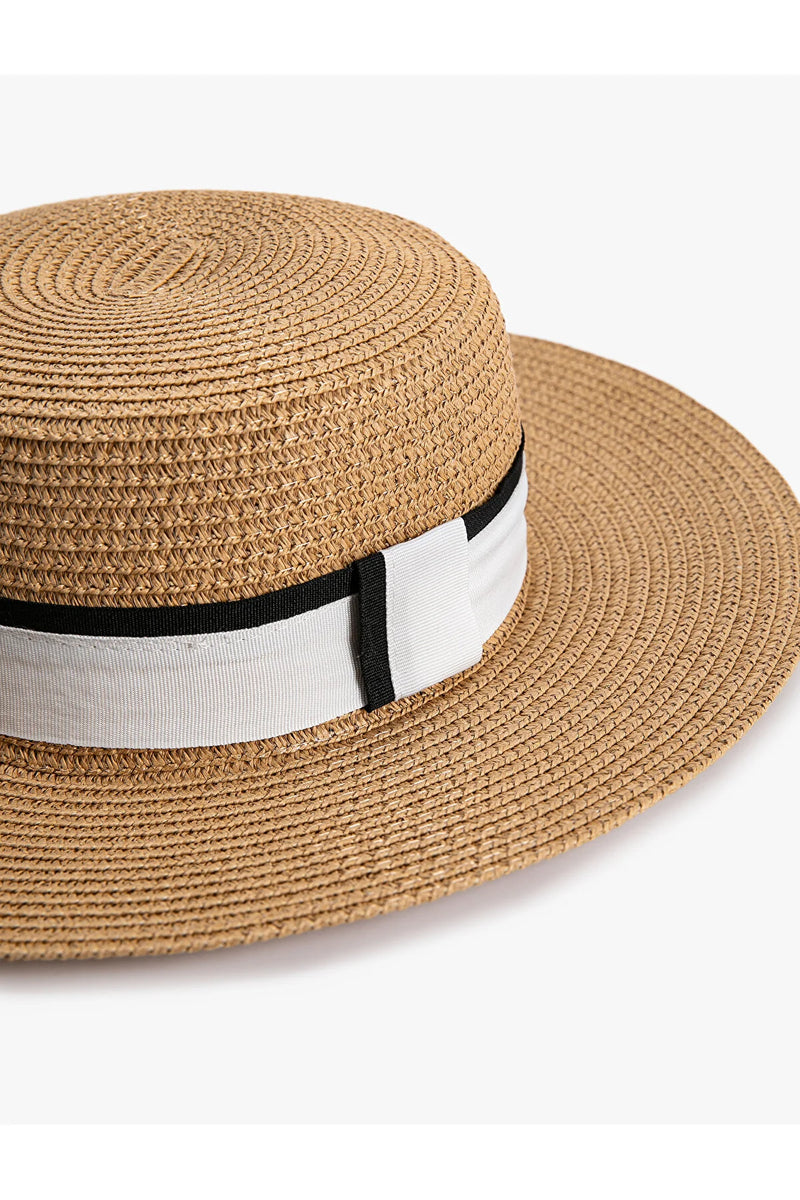 Sombrero de playa para mujer marrón blanco