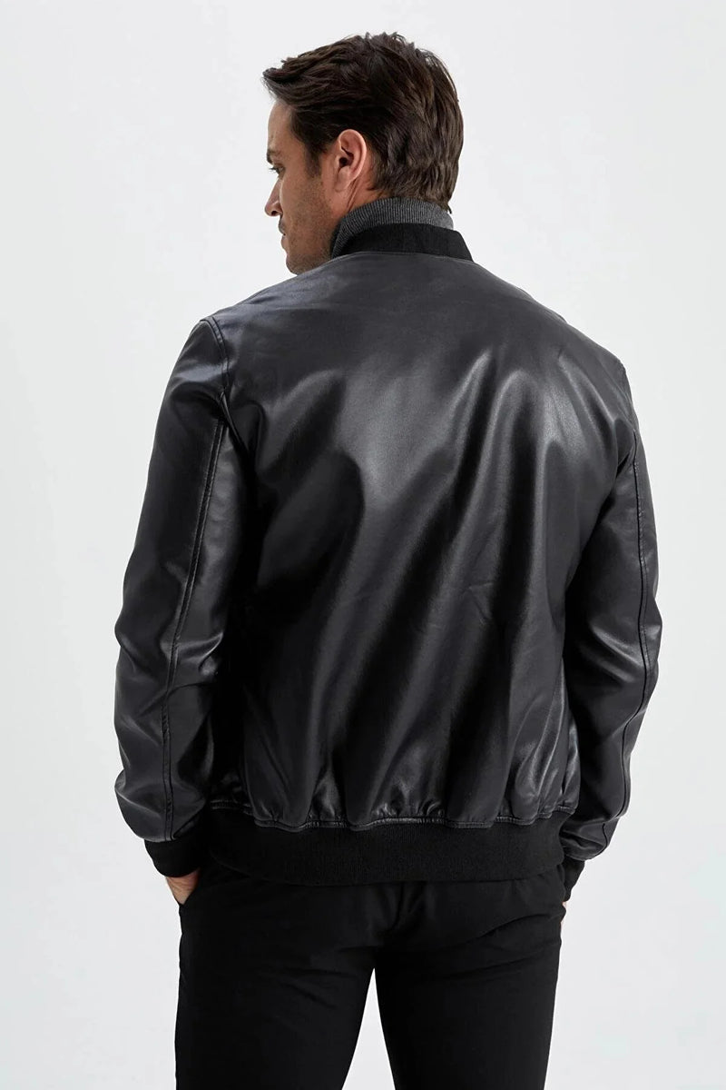 Chaqueta hombre cuero marrón negro sml xl xxl xxxl xxxxl