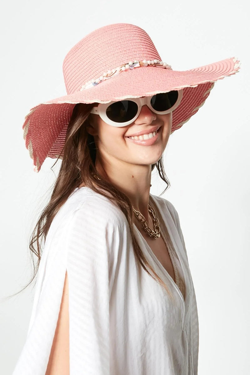 Sombrero de mujer beige marrón rosa